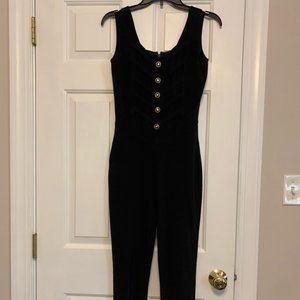 Cache black jumpsuit with gold buttons